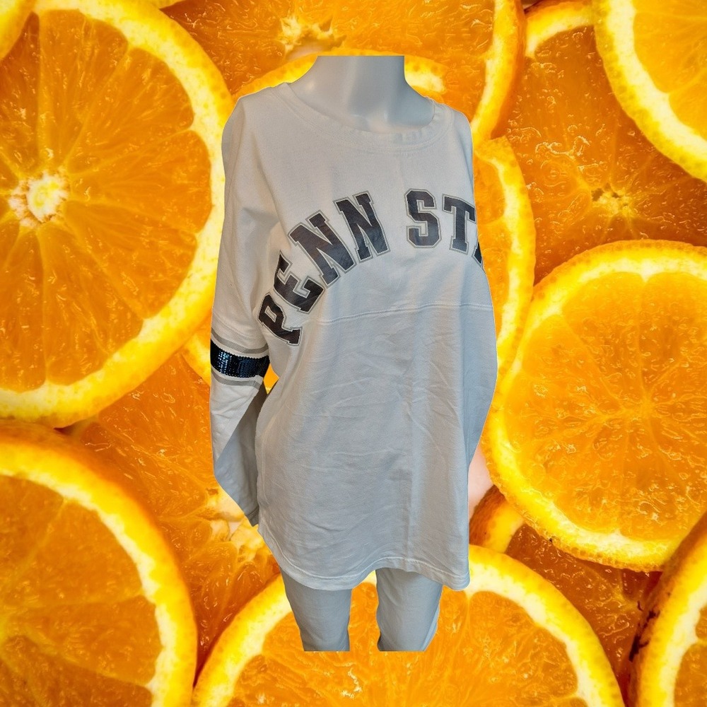 Victoria's Secret PINK‎ Penn State Long Sleeve Sequins Athletic Top Shirt S